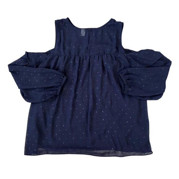 Old Navy Navy Blue Cold-Shoulder Blouse with Ruffle Detail Womens Size L - Picture 8 of 8
